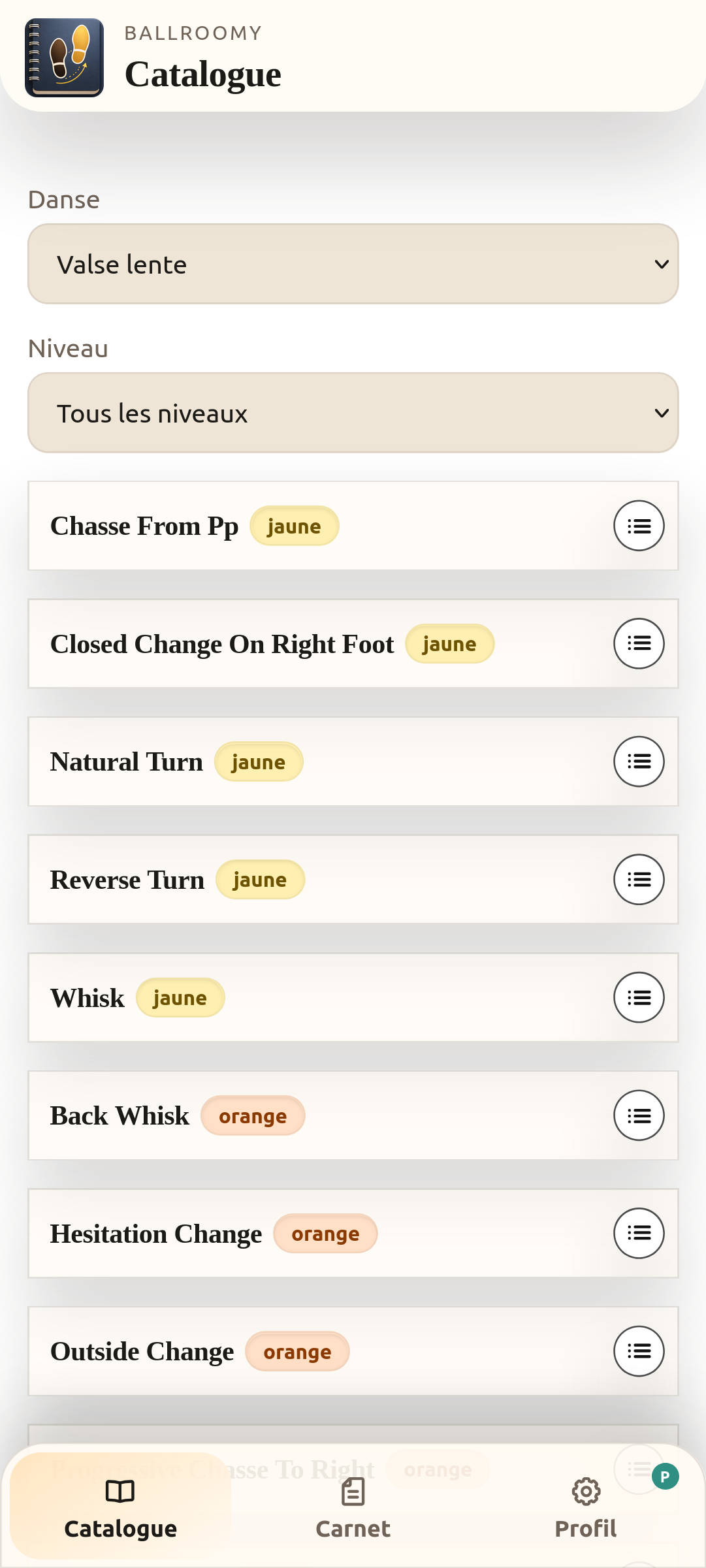 Catalogue des figures dans Ballroomy Notebook